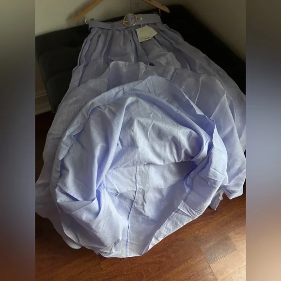 NWT Zimmermann Belted Linen Organza Maxi in Periwinkle Skirt 0 US4 - Picture 10 of 17